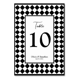 Geruit Eenvoudig Modern Zwart Wit Bruiloft Kaart