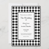 Geruit Eenvoudig Modern Zwart Wit Bruiloft Kaart (Voorkant)