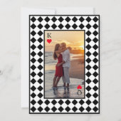 Geruit Eenvoudig Modern Zwart Wit Bruiloft Kaart (Achterkant)