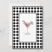 Geruit Eenvoudig Modern Zwart Wit Vrijgezellenfees Kaart (Achterkant)