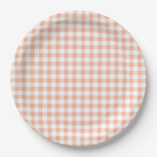 Geruit geboortepapier bord Sweet as a Peach