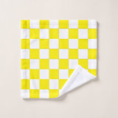 Geruit geel en wit bad handdoek (Wasdoekje)