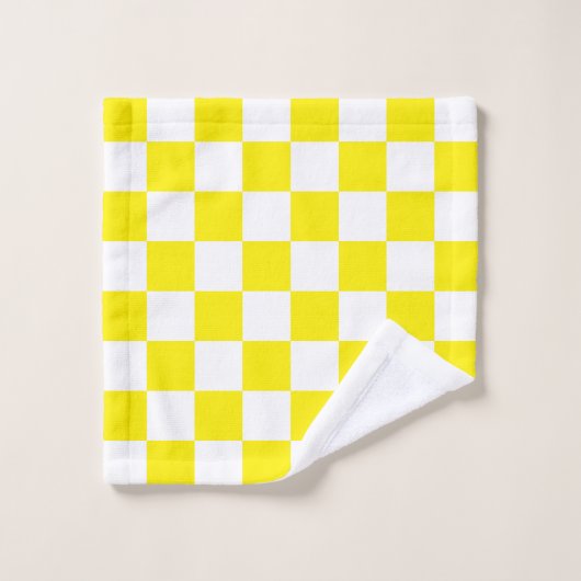 Geruit geel en wit bad handdoek (Wasdoekje)