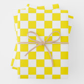Geruit geel en wit inpakpapier vel (In situ)