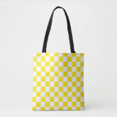 Geruit geel en wit tote bag (Voorkant)