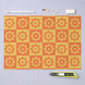 Geruit geel Sinaasappel Retrobloemen Tissuepapier (Craft)