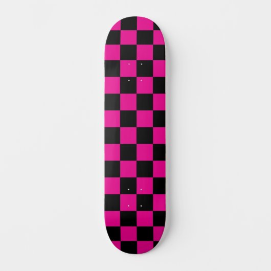 Geruit (geruit) Magenta Hot Pink & Black Persoonlijk Skateboard (Voorkant)