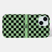 Geruit (geruit) Zwart & Groen Initialen Naam Case-Mate iPhone Case (Achterkant (horizontaal))