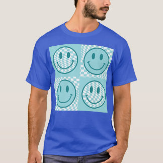 Geruit glimlachgezicht Grappig gelukkig gezicht t T-shirt