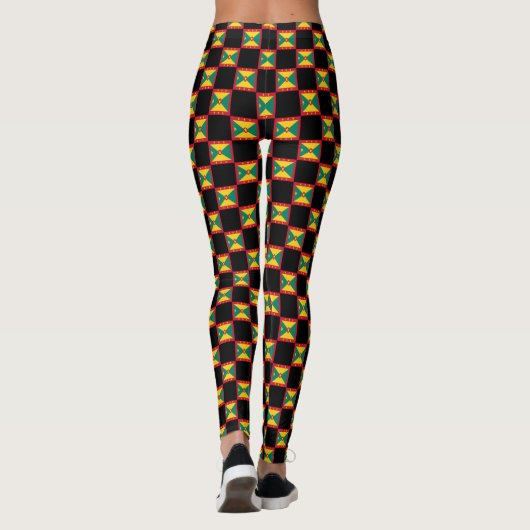 Geruit Grenada-vlagpatroon Leggings (Achterkant)