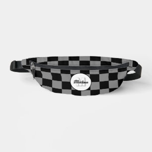 Geruit grijs zwart geometrische retro Monogram Heuptasje