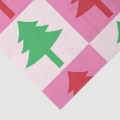 Geruit groen en rood kerstbomen patroon tissuepapier (Detail)