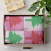 Geruit groen en rood kerstbomen patroon tissuepapier (Geschenk)