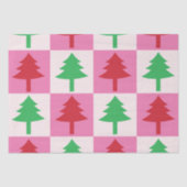 Geruit groen en rood kerstboompatroon tissuepapier (Voorkant)
