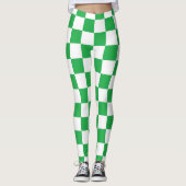 Geruit Groen en Wit Leggings (Voorkant)