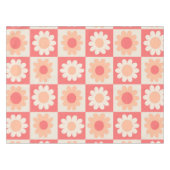 Geruit Groovy Peach Fuzz Retro Flowers Patroon Tafelkleed (Voorkant (Horizontaal))