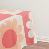 Geruit Groovy Peach Fuzz Retro Flowers Patroon Tafelkleed (Voorbeeld)