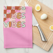 Geruit hart met herfst thema | Herfst Vibes Pink Theedoek (Quarter Fold)