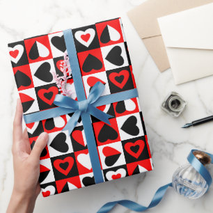 geruit hartenpatroon cadeaupapier