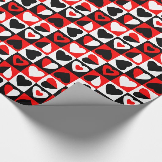 geruit hartenpatroon cadeaupapier (Hoek)