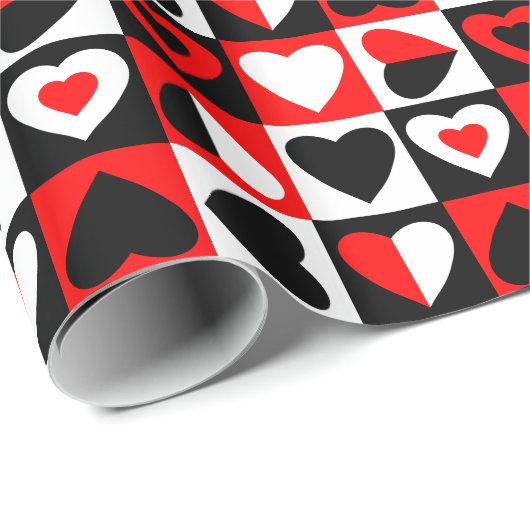 geruit hartenpatroon cadeaupapier (Rol Hoek)