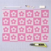 Geruit heet roze en wit retro bloemenpatroon tissuepapier (Craft)