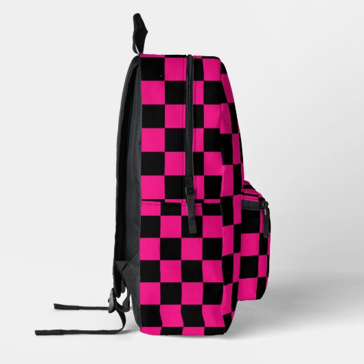 Geruit heet roze zwart geometrische retro Monogram Bedrukte Rugzak (Links)