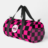 Geruit Hot pink Zwart geometrische retro Monogram Plunjezak (Rechterhoek)