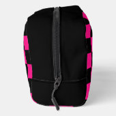 Geruit Hot pink Zwart geometrische retro Monogram Toilettasje (Rechts)
