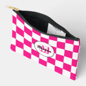 Geruit Hot roze wit geometrische retro Monogram Etui (Open)