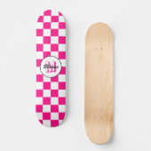 Geruit Hot roze wit geometrische retro Monogram Persoonlijk Skateboard (Voorkant)