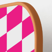 Geruit Hot roze wit geometrische retro Monogram Pickleball Paddle (Links Detail)