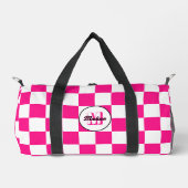 Geruit Hot roze wit geometrische retro Monogram Plunjezak (Voorkant)