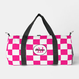 Geruit Hot roze wit geometrische retro Monogram Plunjezak