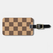  geruit in warme browns bagagelabel (Voorkant horizontaal)