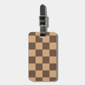  geruit in warme browns bagagelabel (Voorkant verticaal)