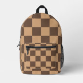 geruit in warme browns bedrukte rugzak (Voorkant)