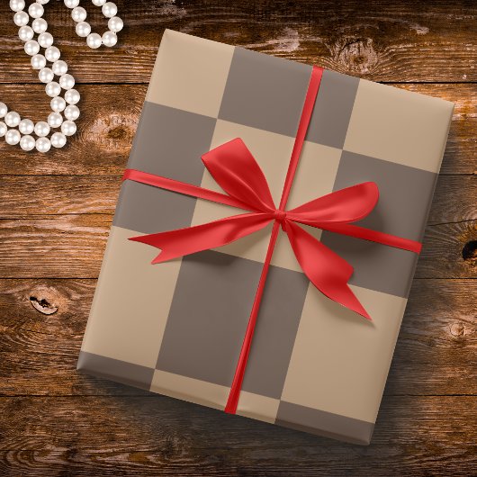  geruit in warme browns cadeaupapier