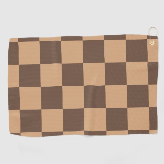  geruit in warme browns golfhanddoek (Horizontaal)