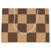 geruit in warme browns groot cadeauzakje (Voorkant)