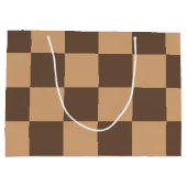 geruit in warme browns groot cadeauzakje (Achterkant)