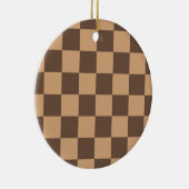 geruit in warme browns keramisch ornament (Rechts)