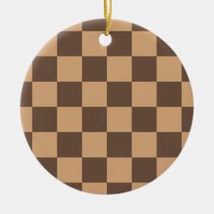 geruit in warme browns keramisch ornament