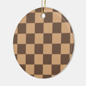 geruit in warme browns keramisch ornament (Links)