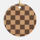 geruit in warme browns keramisch ornament (Achterkant)