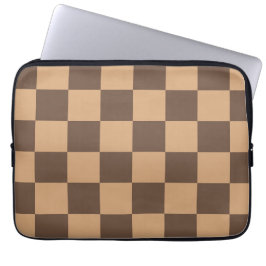  geruit in warme browns laptop sleeve