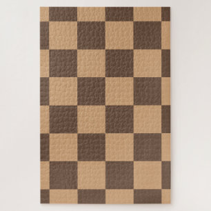  geruit in warme browns legpuzzel