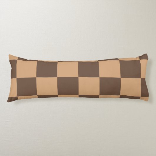  geruit in warme browns lichaamskussen (Voorkant)