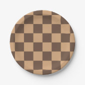 geruit in warme browns papieren bordje (Voorkant)