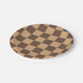 geruit in warme browns papieren bordje (Gekanteld)